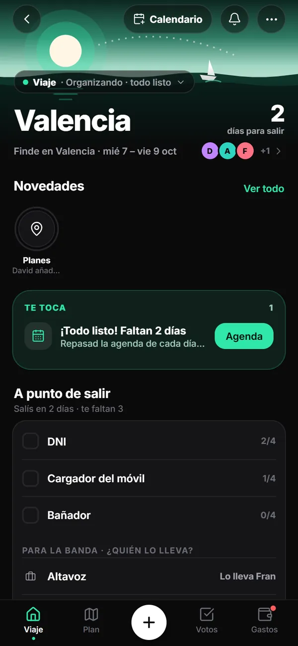 Inicio de un viaje a Valencia: novedades, lo que te toca y la lista de lo que hay que llevar.