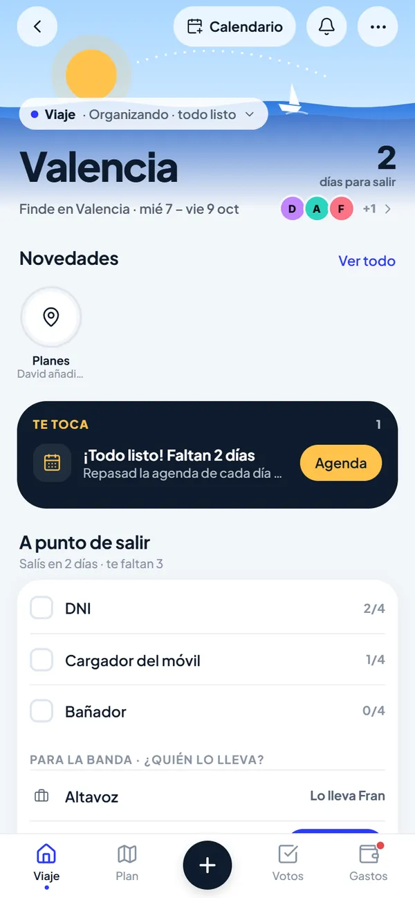 Inicio de un viaje a Valencia: novedades, lo que te toca y la lista de lo que hay que llevar.